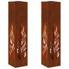 Solar LED Path Light 2 Pcs Rusty Weatherproof Steel