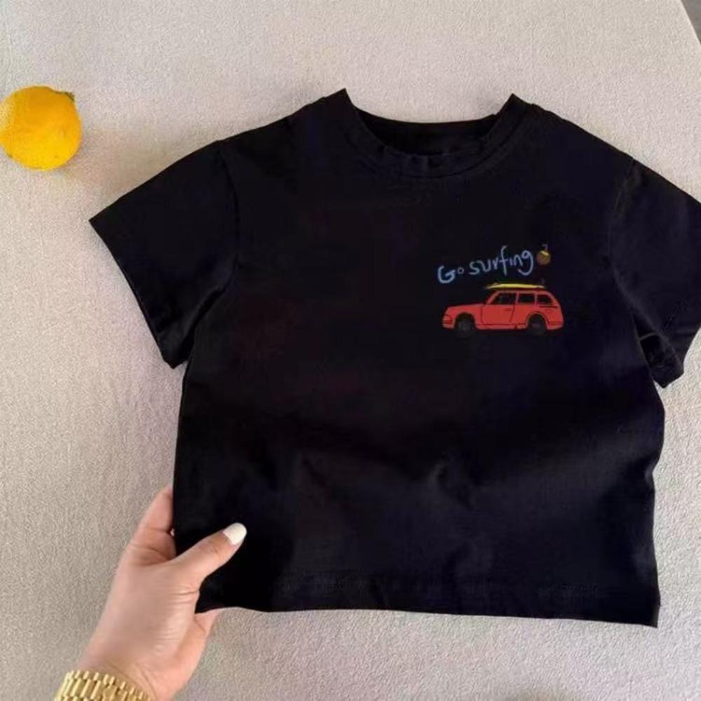 Car Cartoon Tees Tops For Boy Clothing Summer Fashion Children Short Sleeve Clothes Printed Pattern T-shirts Loose Casual Tshirt