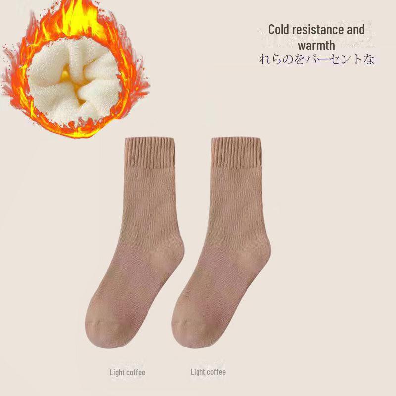 

Женские бархатные толстые зимние носки - теплые махровые носки средней длины women светло-коричневого