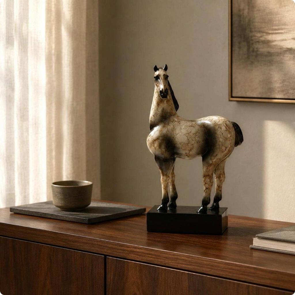 Decorative Horse Figurine Japanese Rustic Aesthetic Statue Modern Clean