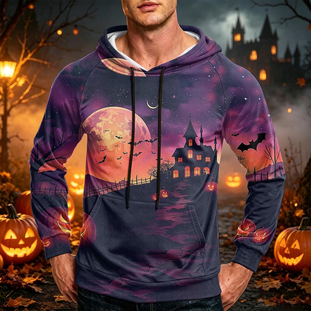 Men's Loose Fit Hoodie with Pocket Drawstring Printed Design for Casual Everyday Wear