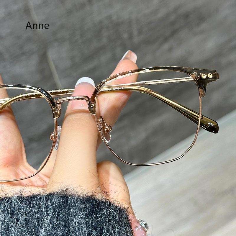 Fashionable Semi-Rimless Beta Titanium Eyeglasses For Men - Lightweight Frame With Anti-Reflective Lenses Myopia Glasses