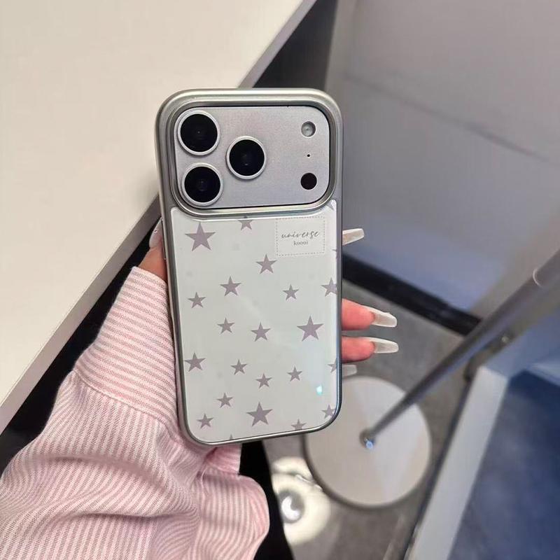 INS Trendy Milk White Stars Advenced Phone Case For iPhone 17 Air 16Promax E 15 14 13 12 11 Pro Max 78 Plus Y2K Matte Back Cover