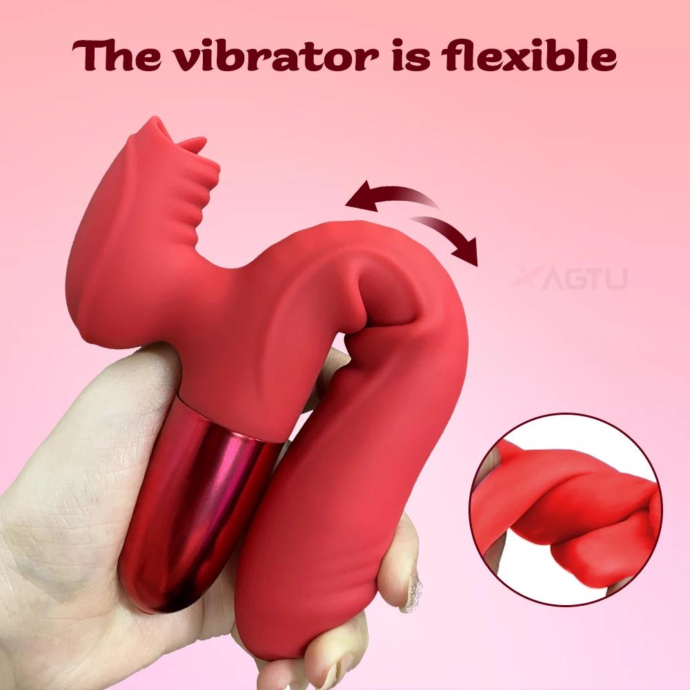 Portable Sex Toys Vibrator for Women Clitoris Stimulator Female Masturbator G Spot Dildo with Tongue Licking Adults Goods 18+ Insert Dildo Waterproof