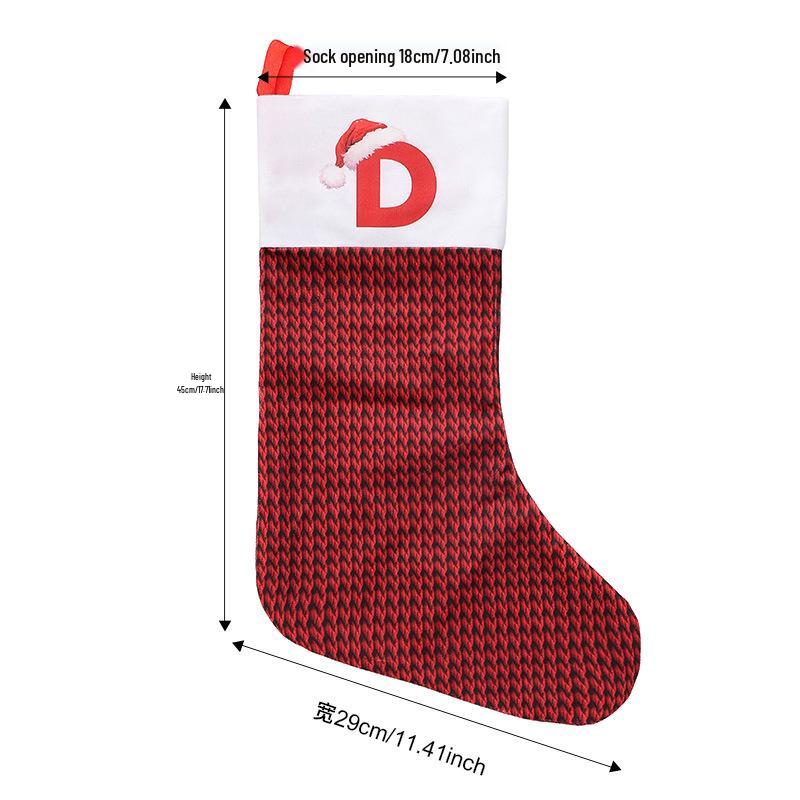 Red Plaid Christmas Stockings and Candy Gift Bags with English Letters
