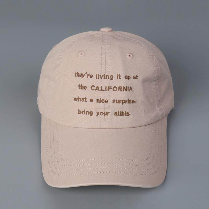 2026 Spring Summer New Korean Version Letter Embroidered Soft Top Curved Brim Sun Baseball Cap Washed Cotton Thin Sun Hat