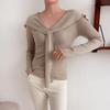 New ArriVals Open Run Women Wool Ribbon V Neck KniT T shirT