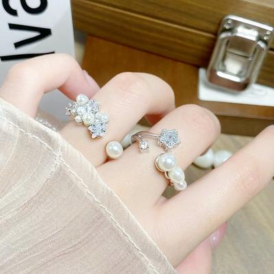 [Star Bead Romance] Stars Full Of Diamonds Zircon Cross Opening Ring Exquisite Elegance Personality High Sense Ring Woman