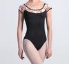 ProDance Ballet Leotard In and Light Blue with Floral Half PLHA015B Women's White, Black, Print, Cup, (L(165), Black)