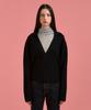 Plack Woman V-Neck Collared Layered Knit Black