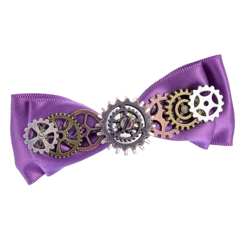 Steampunk Gear Violettes Band mit Schleife, Haarspangen, Entenschnabel-Clip