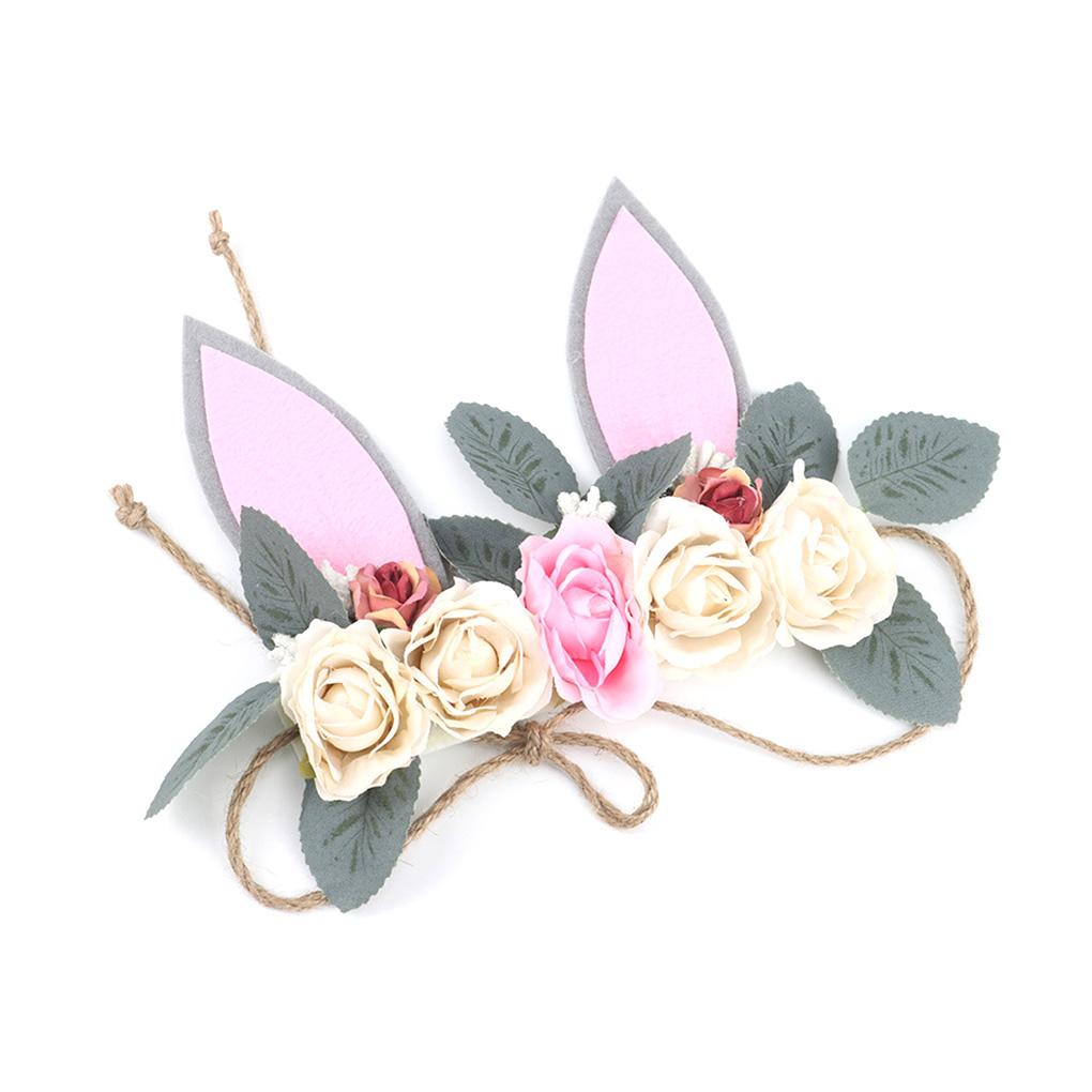Headwear Garland Rabbit Ears Floral Flower Hair Accessories Baby Girl Headband