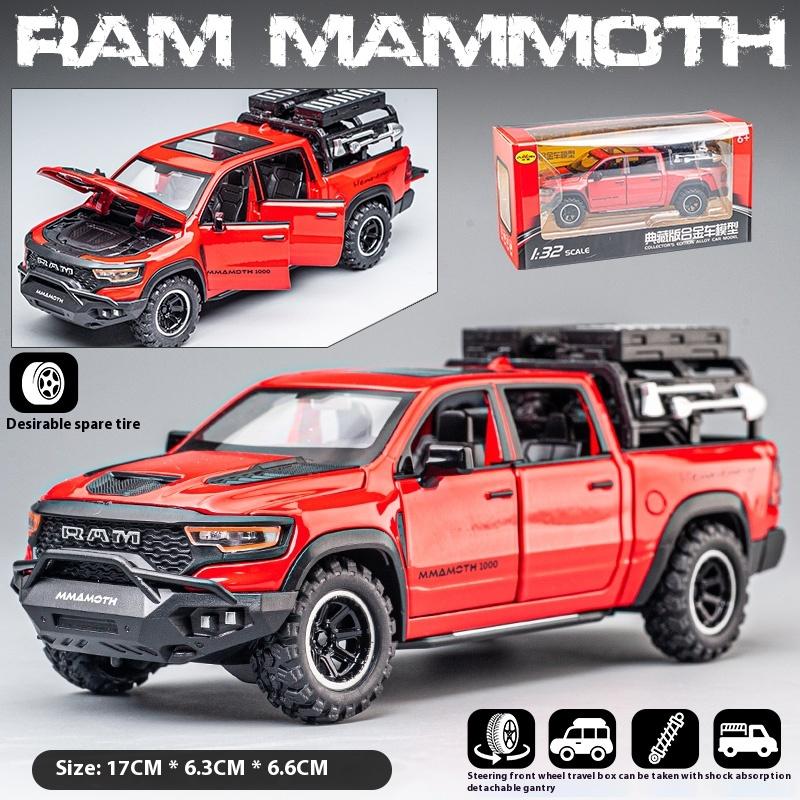 

1/32 масштаб DODGE Mammoth 1000 TRX сплав пикап модель автомобиля литой металлический внедорожник модель звуковая и световая имитация детская игрушка подарок красный