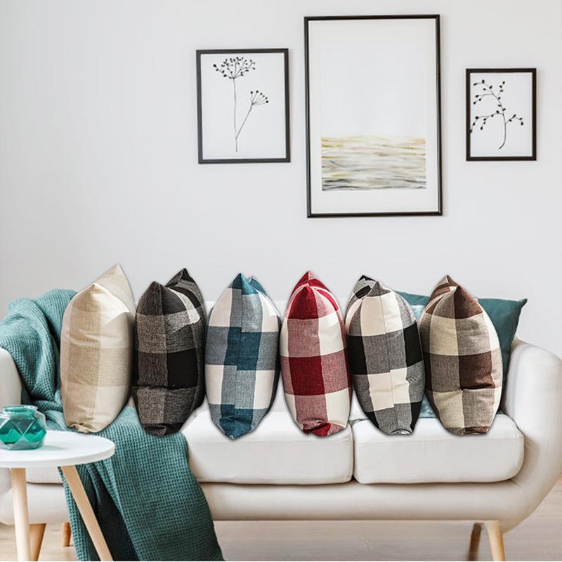 Plaid Pillow Cover Home Pillow Cover Car Cushion Ins Scandinavian Sofa Cushion