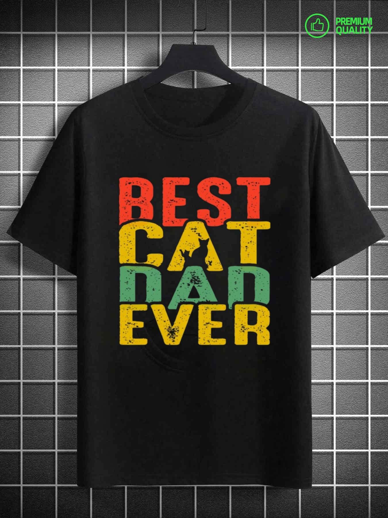 Men s T-Shirt Y2K Cat Dad Ever Multicolor M