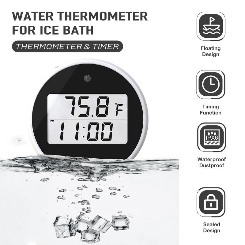 Schwimmende Thermometer für Eisbad Wasserdichte Schwimmende Thermometer Bad Pool Thermometer LED-Anzeige Eisbad Kaltes Bad