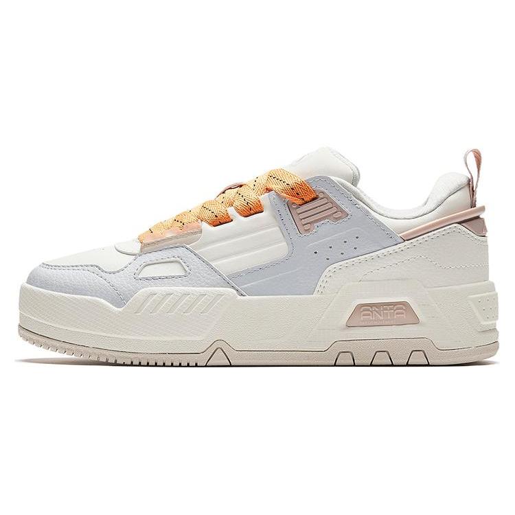 New Anta Durable Breathable Low Top Skateboard Shoes Women's White Orange Gray 122348073-2