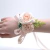1PC Suit Corsage Pins Silk Rose Groom Boutonnier Elegant Corsage Bracelet Wedding Bridesmaid Wrist Flower Non-Fading