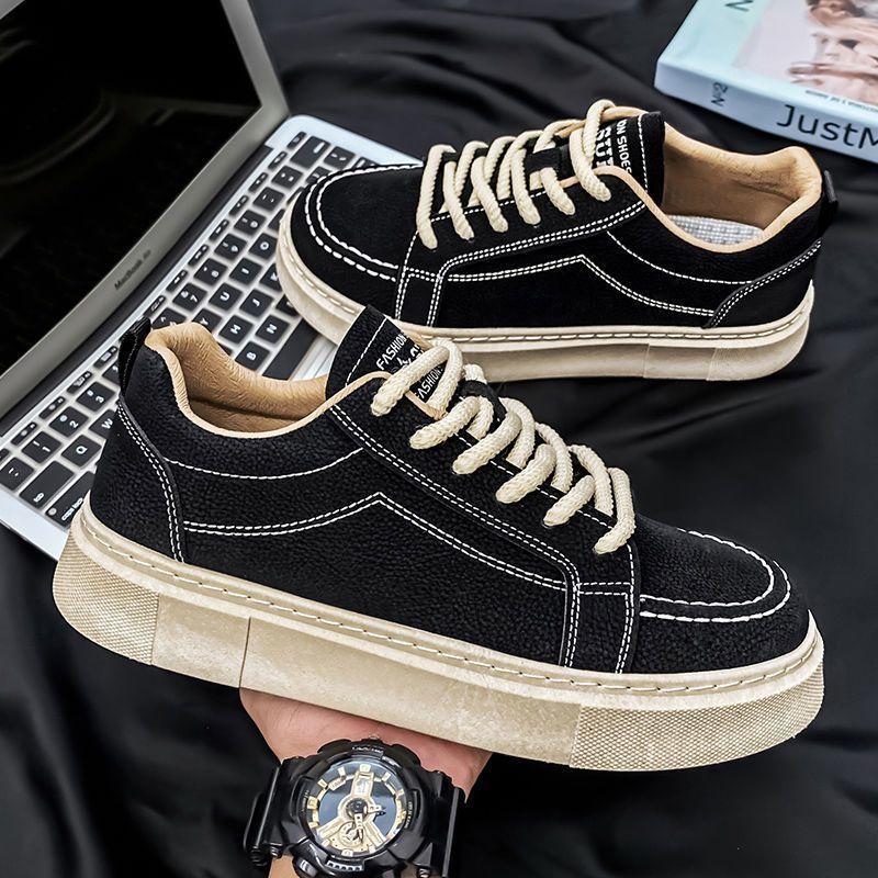 Men's shoes spring Korean version versatile casual shoes board shoes youth 2025 new niche design trendy shoes non-slip thick sole