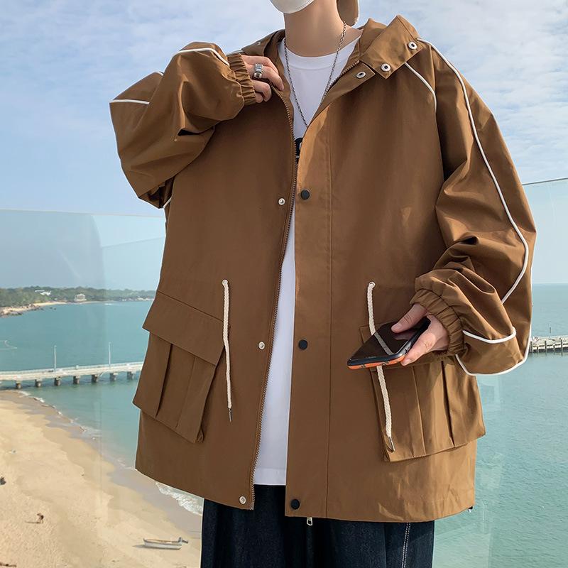 

Куртка мужская весенне-осенняя повседневная мужская рабочая одежда с капюшоном молодежная куртка мужская свободная бейсбольная форма в гонконгском стиле для мужчин 5XL