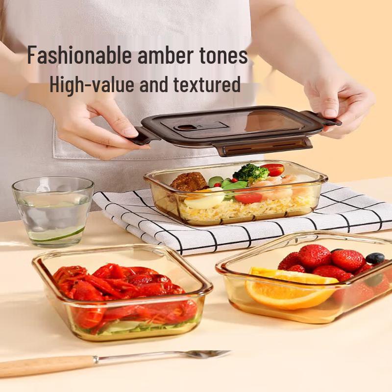 Meiliya Amber Glass Microwaveable Food Container