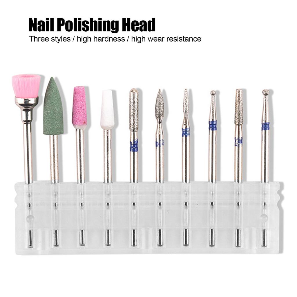 10pcs Nail Drill Bits Dead Skin Remover Nail Polishing Nail Art Grinding File Head Set