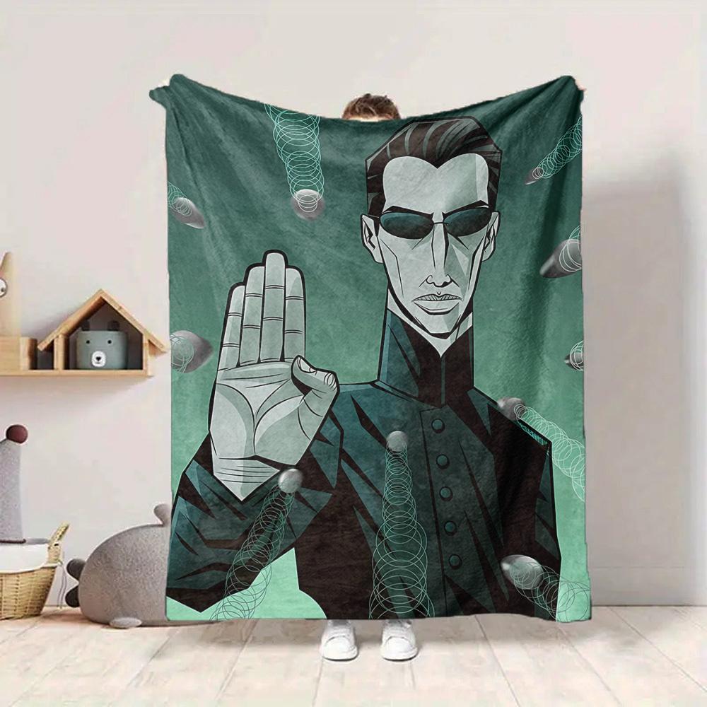 1pc The Matrix Flannel Throw Blanket - HD Printed Lightweight Soft Warm All-Season Blanket for Sofa, Bed, Travel, Camping 011