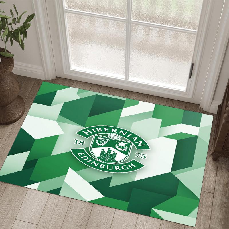 Hibernian FC Design Crystal Velvet Carpet Cozy Non?Slip Printed Rug For Bedroom Living Room Entrance