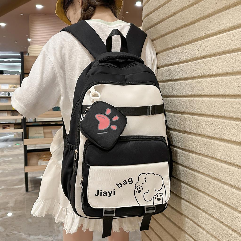 Schoolbag Korean version contrasting color fashionable commuter backpack female school season lightweight breathable student schoolbag large capacity