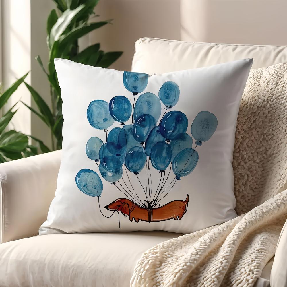 Cartoon Dachshund cushion cover For Pillow Printing Sofa Decoration Home Car Room Coffee Shop Office Nordic Simplicity