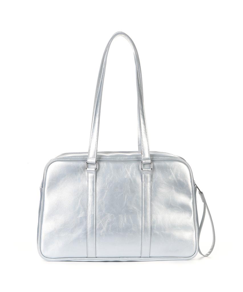 Nick&Nicole Crystal Leather Boston Bag_Silver