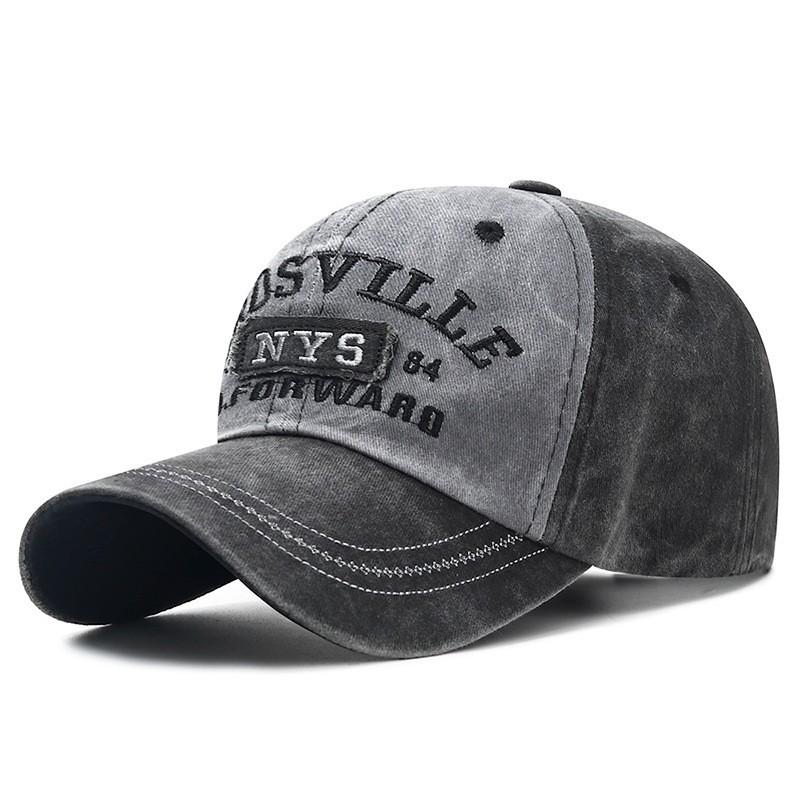 Unisex Distressed Embroidered Cotton Baseball Cap with Soft Brim for Sun Protection