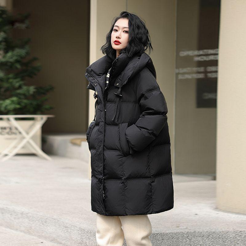 

Thick Winter Hooded Cotton Coat Women Fashion Loose Long Puffer Jacket S чорний