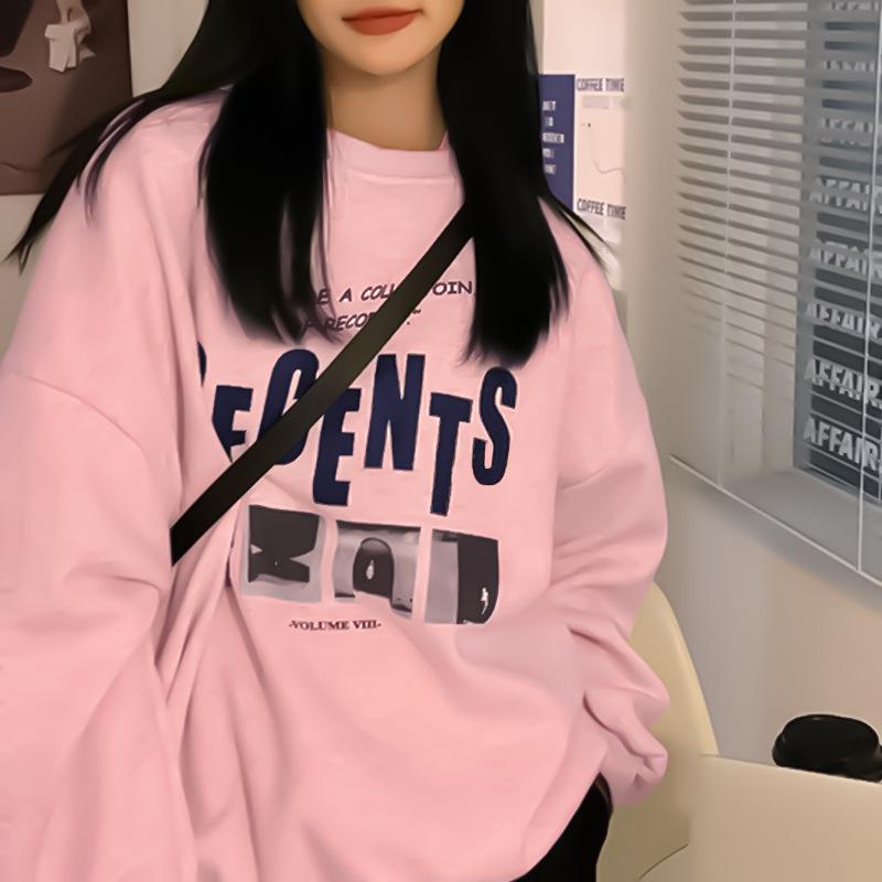 Vintage Round Neck Long Sleeve Loose Plush Sweater for Women - Fall/Winter Casual Korean Style