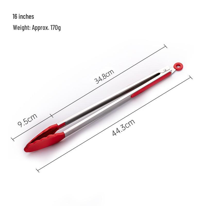 Silicone Stainless Steel BBQ Food Tongs - High Temperature Resistant Kitchen Tool