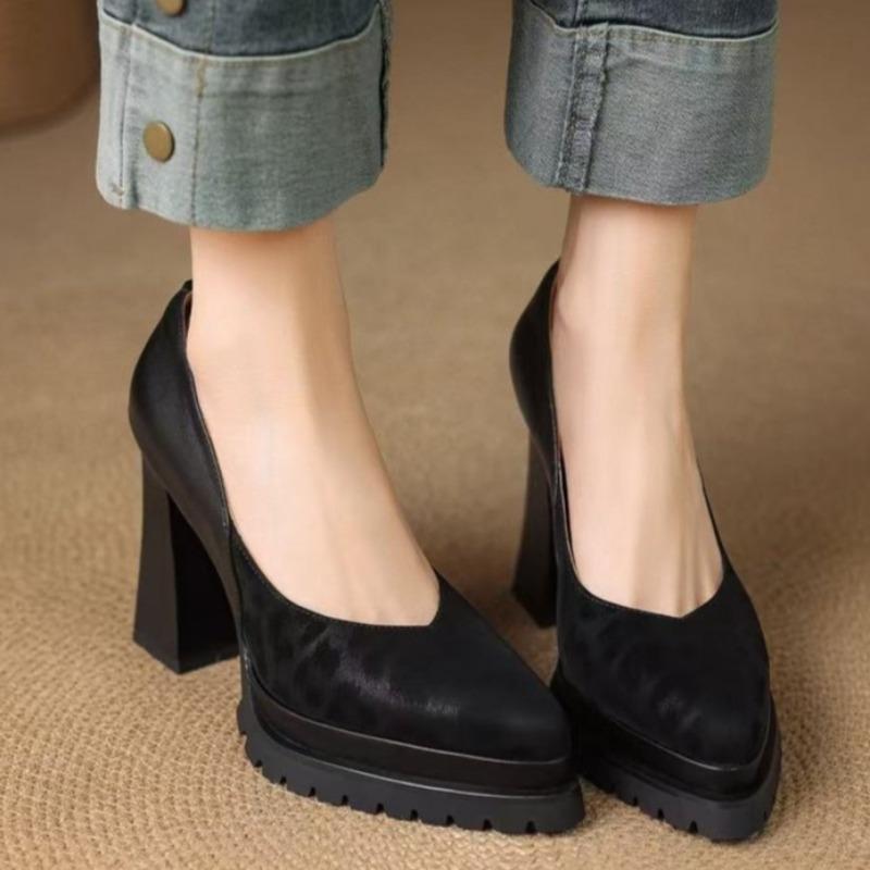 

High Heels Women Shoes Sexy Pointed Toe Chunky Shallow Sandals New Summer Dress Pumps Elegant Woman Sandalias De Mujer 40