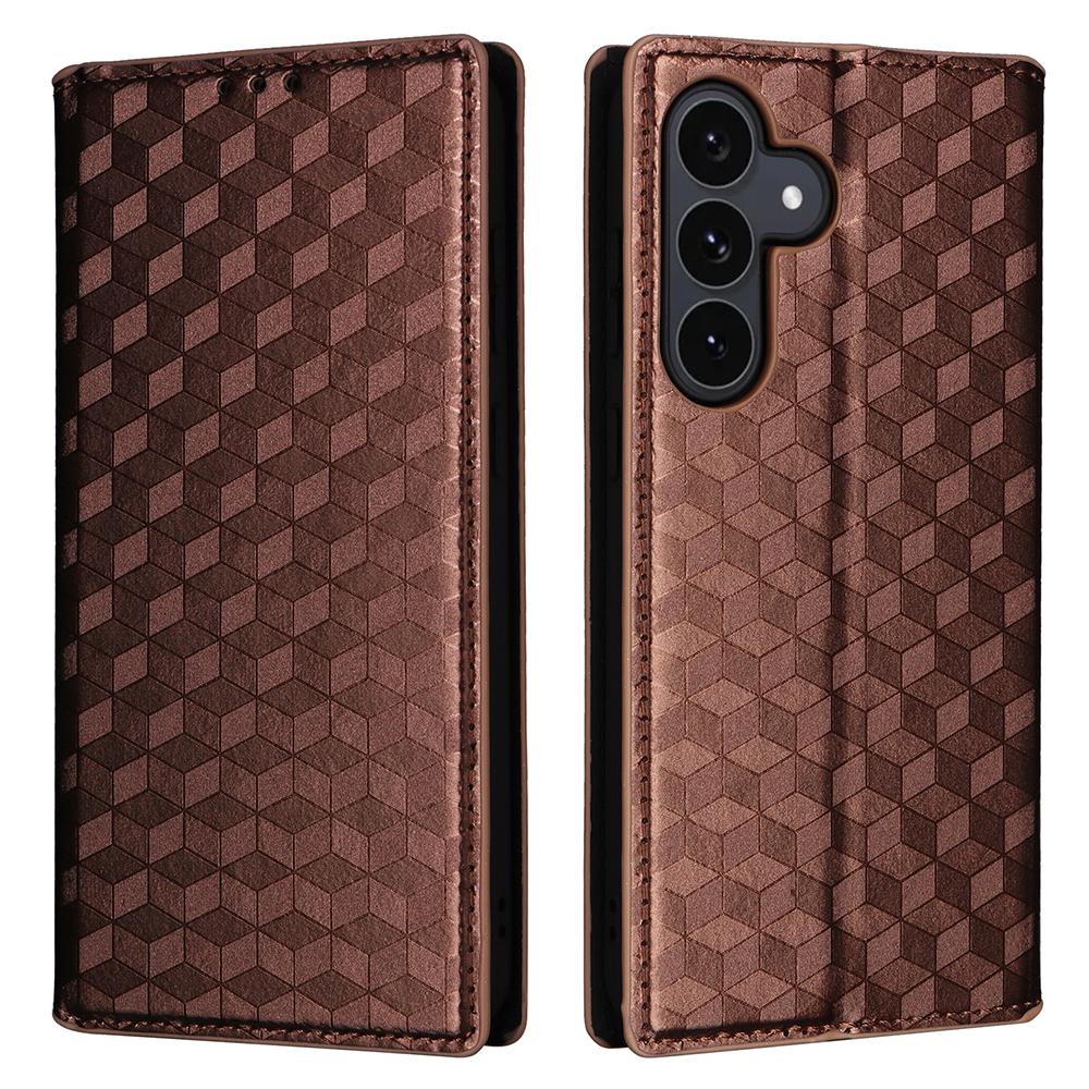 For Samsung Galaxy S25 FE Case Wallet Rhombus Imprinted Leather Phone Cover