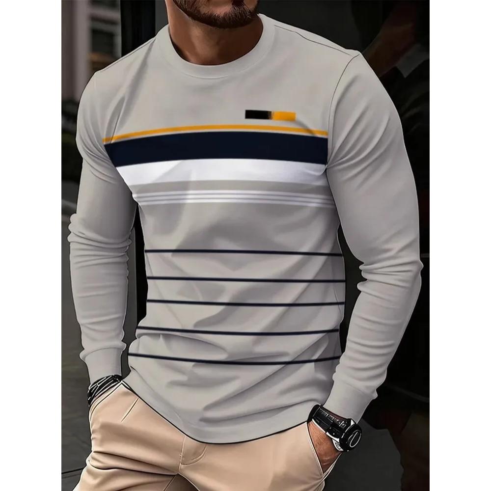 Casual Comfortable Simple Men's Long Sleeves Breathable Daily Versatile Pullovers Long Sleeves Men’s