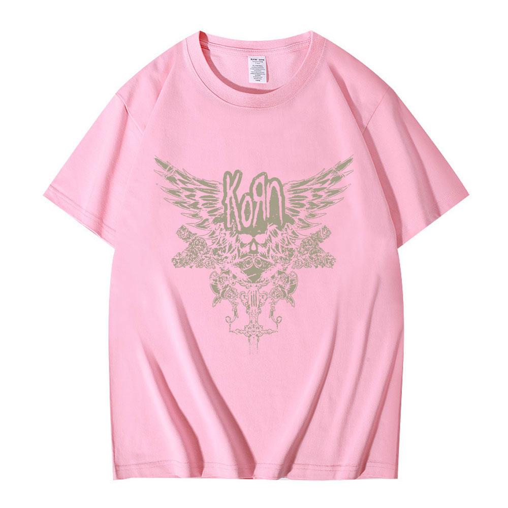 Korn Skull Wings Girls Juniors Black T Shirt Metal Gothic Rock Band T Shirts Unisex Women Vintage Oversized Tshirt Tops Streetwear