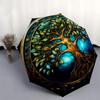 Stained Tree of Life Wall Art DecorUmbrella, Portable 3-Fold Compact Umbrella for Men & Women Gift