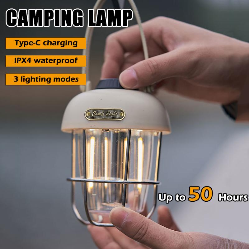 Rechargeable Camping Lantern Stepless Dimming Led Portable Waterproof For Hiking Fishing Emergency Home Power Outages Indoor Out Decor