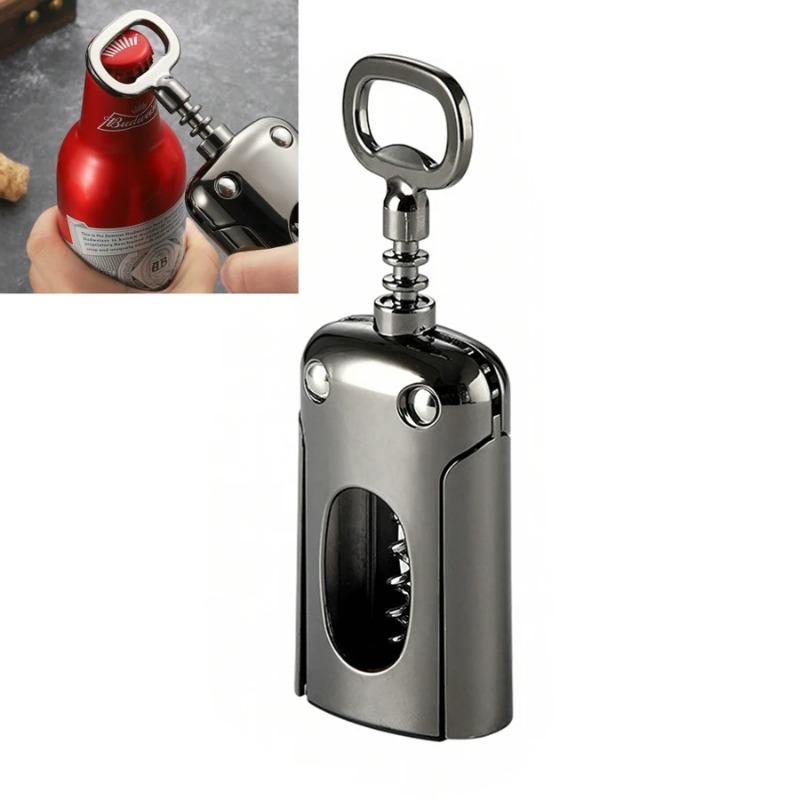 

Zinc Alloy Wine Bottle Opener Creative 2 In 1 Wine Corkscrew Wine Cork Remover Restaurant Party Home Bar Accessories Tools серый