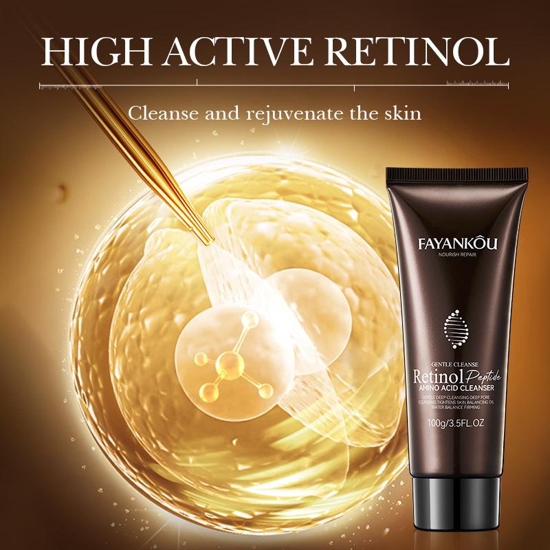 Retinol Peptide Amino Acid Repair Facial Cleanser Whitening Blackhead Removal Deep Clean Oil Control Facial Cleanser
