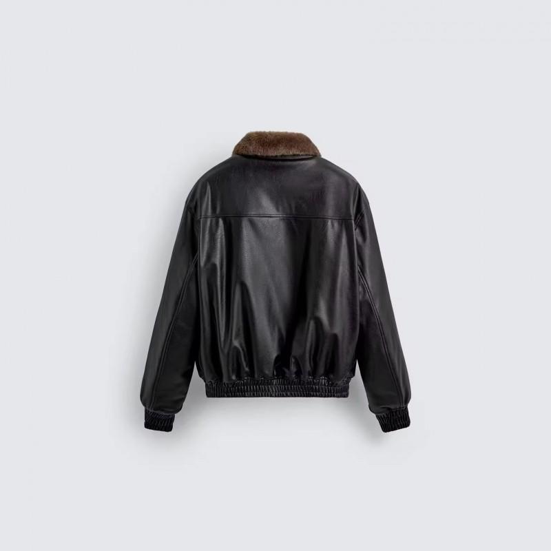 Mens Short Suede-Feel Casual Jacket 2026 Lightweight Loose Fit Zipper Front Black