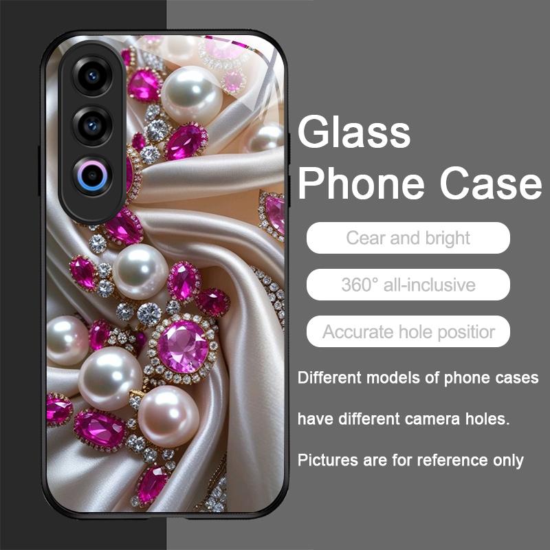 

Stylish Elegant Pearl Diamond Pattern Tempered Glass Phone Case for OnePlus 13R 12 11 10Pro ACE2 ACE3 Nord CE4 3 2 Lite 5G Cover OnePlus Nord CE 3 Lite