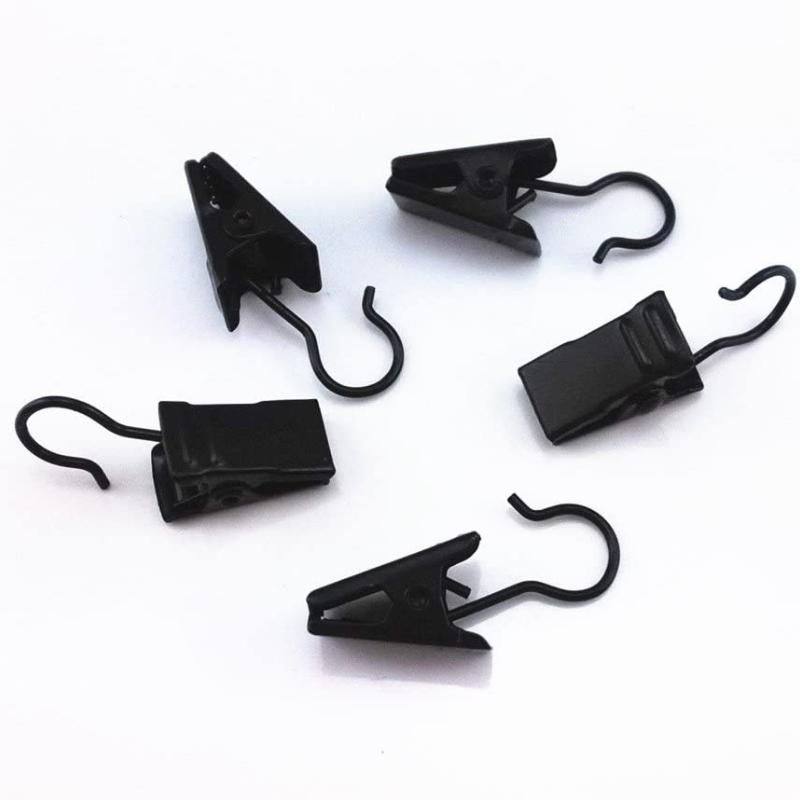 50 szt./zestaw Czarne Srebrne Metalowe Haczyki Klipsy Wiszące Klipsy do Zasłon Wieszak