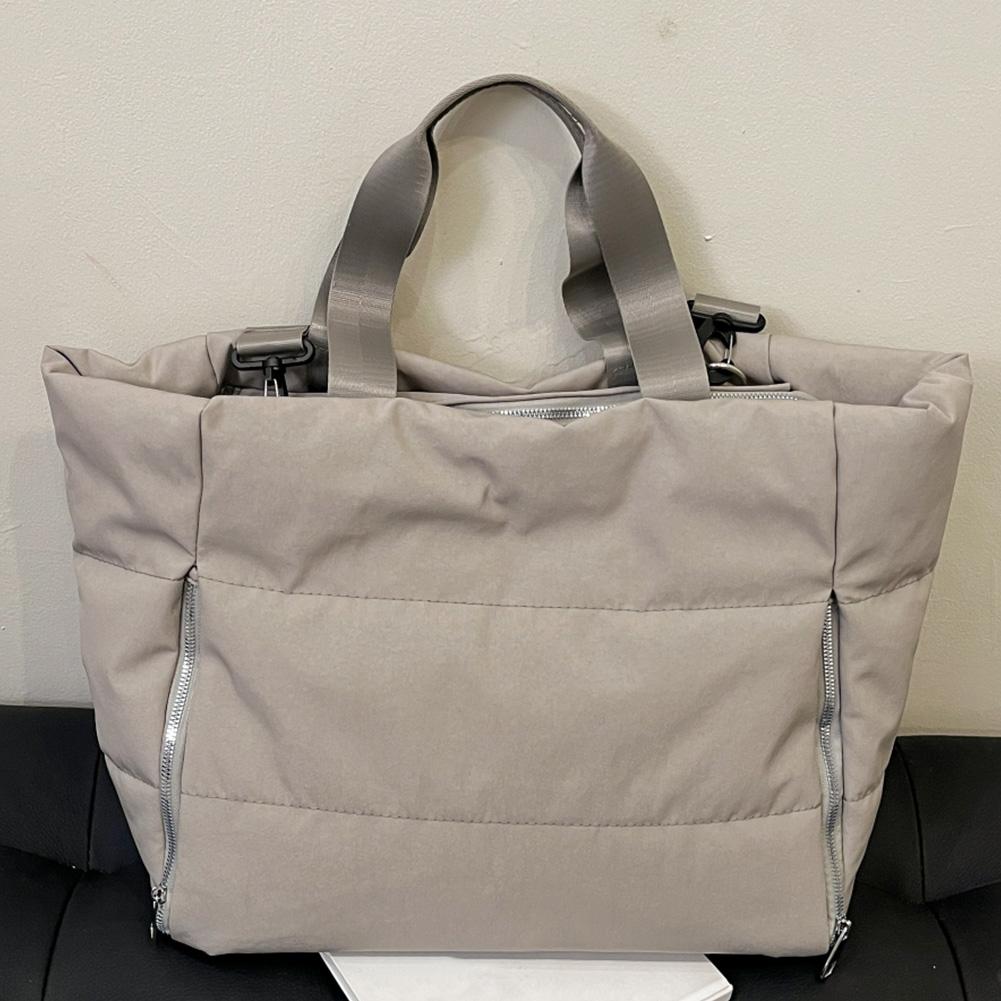 Women Puffer Tote Handbag Large Capacity Casual Padded Bag Solid Color Quilted Top Handle Bag Ladies Commute Bag