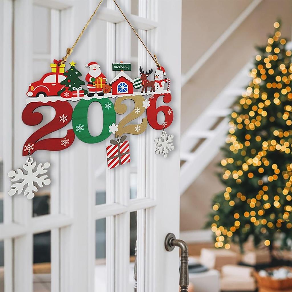 Christmas Decorations 2026 Welcome Doorplate Christmas Tree Wooden