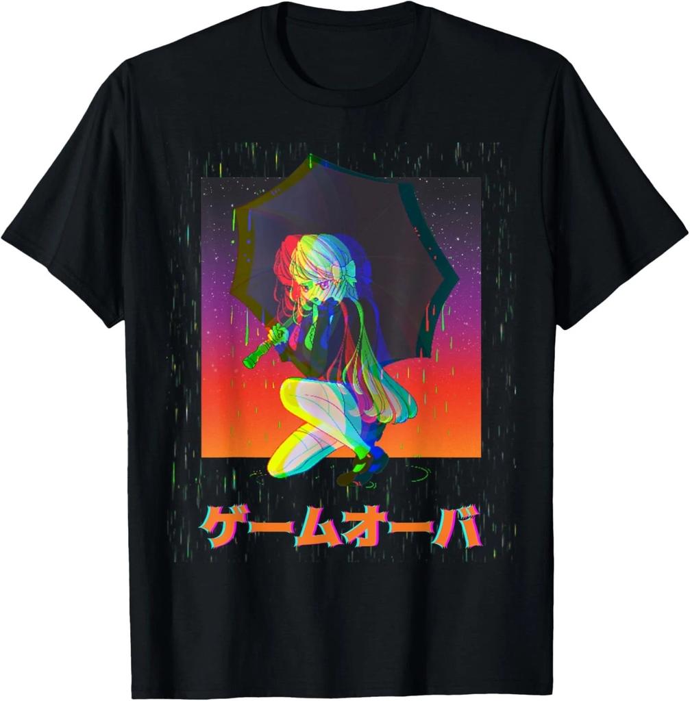 Sad Anime Girl Game Over Glitch Japanese Vaporwave T-Shirt