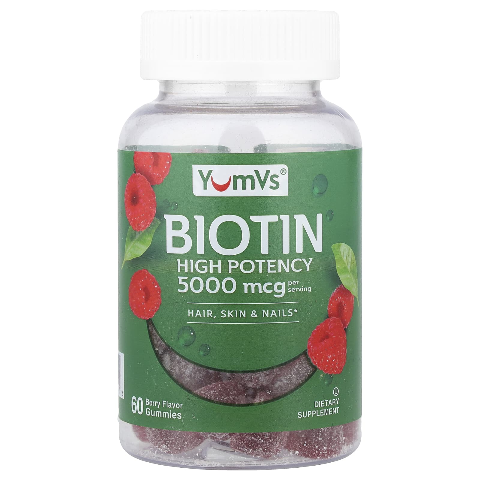 

YumVs Biotin Gummies, High Potency, Berry, 60 Gummies (2,500 mcg per Gummie)